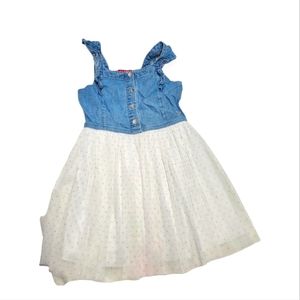 Kids Guess coastal cowgirl denim glitter tulle dress